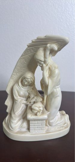 Vintage Italian Alabaster Resin Nativity Scene Figurine