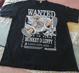 One Piece Monkey D. Luffy Graphic Print Black Cotton Men's T-Shirt Size L