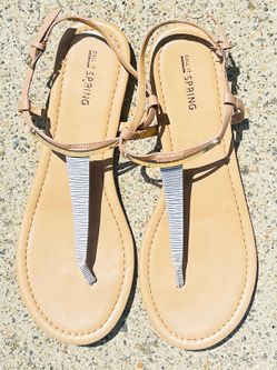 Call It Spring Nude T-Strap Sandals (size 10 W)