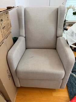 Light Gray Fabric Wingback Accent Chair