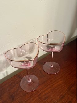 Pink martini glasses heart shaped