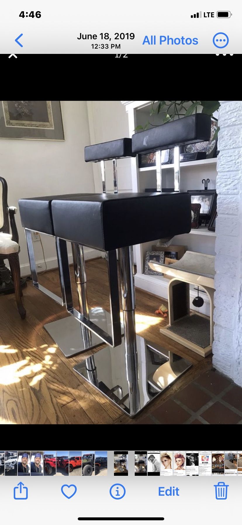 Italian Leather Stools X2