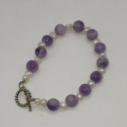 Vintage Pearl and Amethyst Bracelet