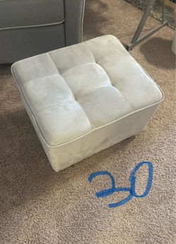 Light Gray Tufted Square Rocking Ottoman