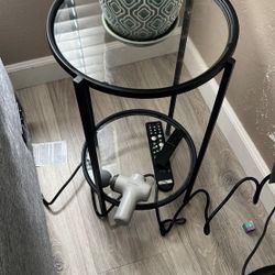 Metal Black Glass Corner Table