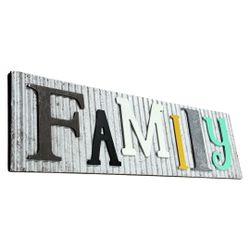 Rustic Farmhouse “FAMILY” Galvanized Metal Wall Decor Wall Mount Ready