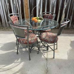 Glass Round Dining Room Table With 4 Chairs 