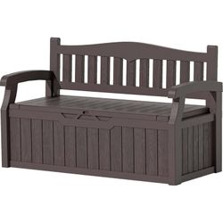Patiowell 70 Gallon Outdoor Storage Bench, with Deck Box Organization and Waterproof Resin, Durable Outdoor Seating and Storage Box - Perfect to Store