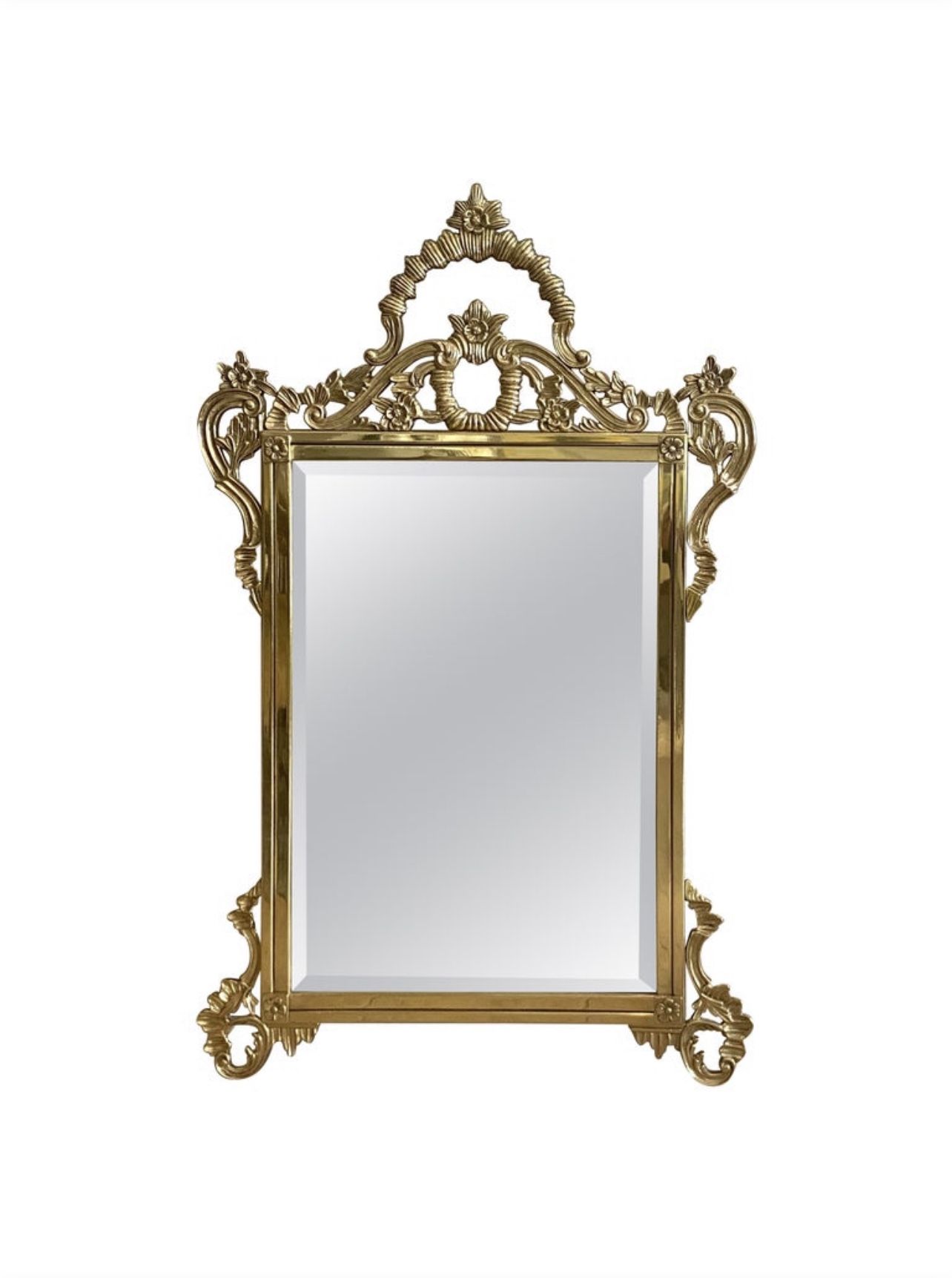 Solid Brass French Rococo Wall Mirror
