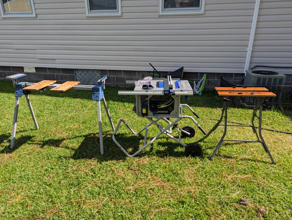 Start your own business!! Selling all together!! Kobalt 10-in job site portable collapsible foldable table saw with 10-in blade that's almost new. De
