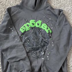 Slat Grey, Green Sp5der Hoodie Adult Medium