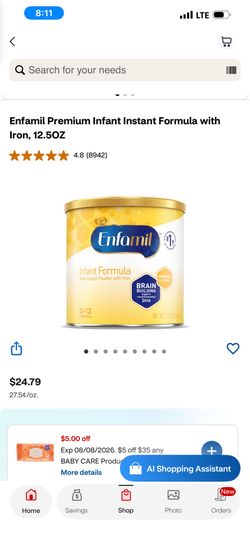 Enfamil Premium Infant Formula with Iron 12.5oz
