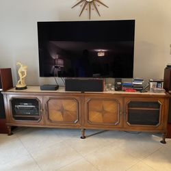 Mid-Century Modern 8’ Credenza w/Marble Inlay, Beautiful Example Of MCM, Use as Media Center