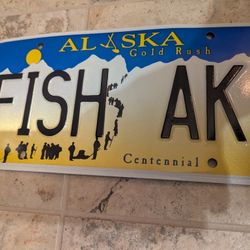 Alaska Centennial "Fish AK" Collectible License Plate 