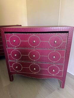 Designer Red Faux Crocodile Accent Dressers – Set of 2 Available!