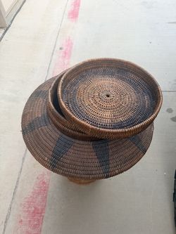 Handwoven Tribal Style Pedestal Basket