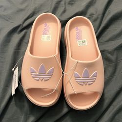 Pink adidas slides