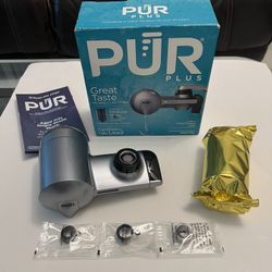 New- PÜR Grey Metallic Horizontal Faucet Mount With One Filter