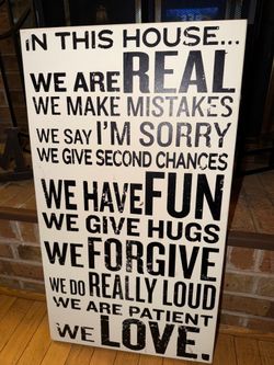 28.25”x15.5” TWELVE TIMBERS HEAVY WOOD WALL ART ABOUT FAMILY - IN THIS HOUSE… INSPIRATIONAL ART
