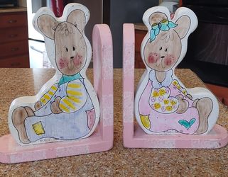 Children's Wooden Rabbit Bookends