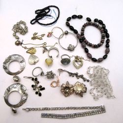 Vintage Costume Jewelry Lot - Pins Bracelets Earrings Necklaces
