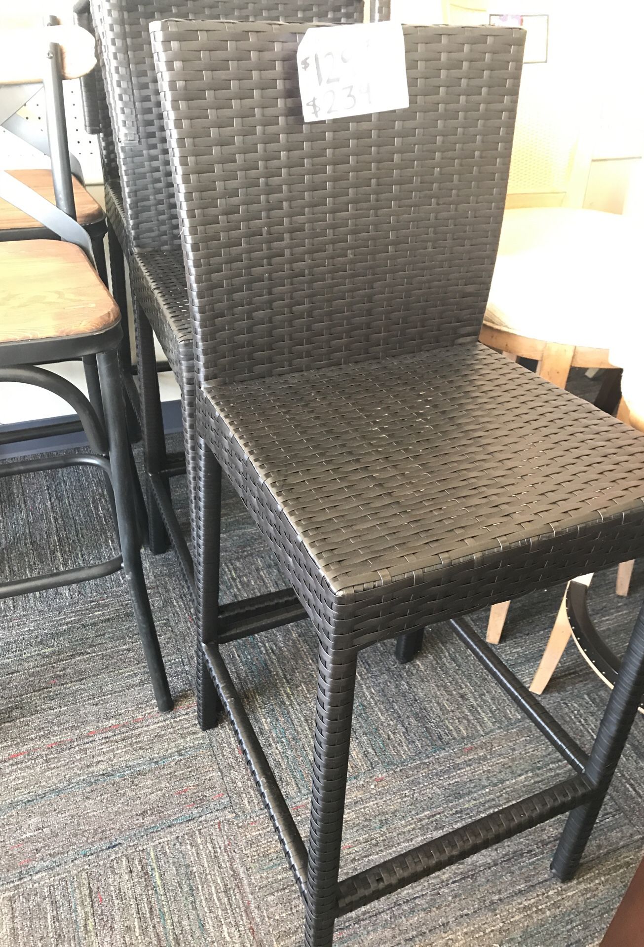 Wicker 30” stools - set of 4