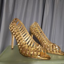 Holiday Heels - Gold Heels Size 10