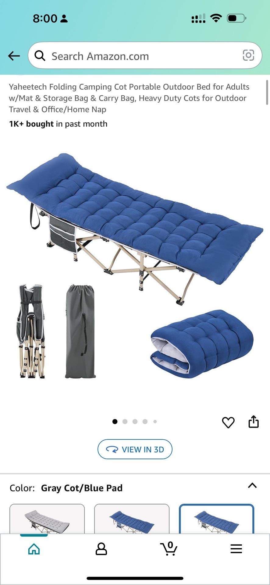 Yaheetech Folding Camping Cot Portable Outdoor Bed for Adults w/Mat & Storage Bag & Carry Bag,