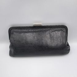 Hobo International Black Soft Leather Clutch With Clasp Opening Purse Medium