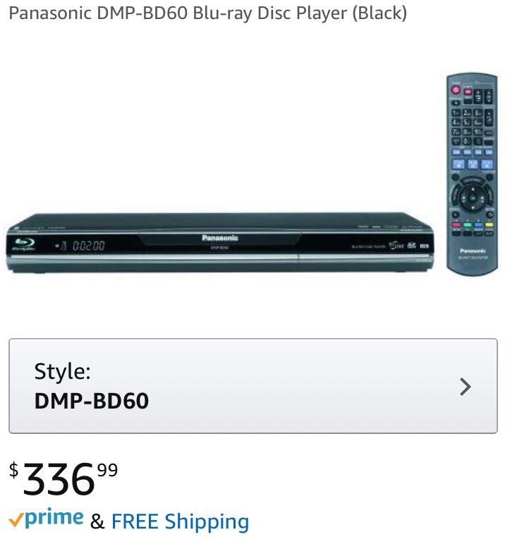 Panasonic Dmp-Bd60 Blu-Ray Player