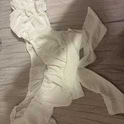 Soleia tied hem puff crop top size small