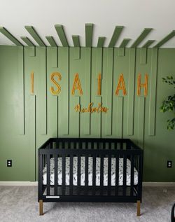 Modern Black & Gold Crib + Mattress