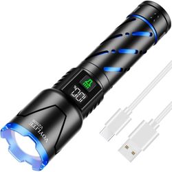 Rechargeable Flashlight 5000 Lumens, 5000mAh Battery with LCD Display