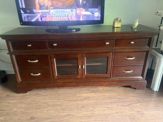 Large wood TV stand