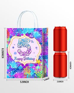 Roselush 16 Pcs Mermaid 5th Birthday Goodie Bag,Little Mermaids 5th Bday Gift Snacks Treat Candy Party Favors Bags for Girls Fifth Birthday 