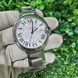 Cartier Ballon Blue Silver Dial 3765 Stainless Steel 42mm , Watch & Box Only