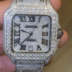 Fully Iced Out Cartier Watch