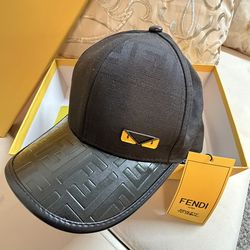 FENDI Baseball Cap hat Black and yellow Logo