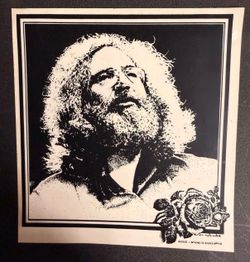 Vintage 1996 Grateful Dead Jerry Garcia B&W Portrait Window Decal Sticker M/NM
