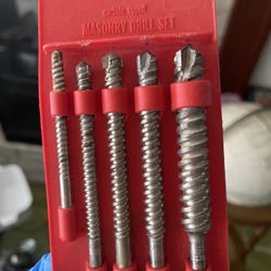 Vintage Craftsman Masonry Drill Bit Set 5pc Carbide Tip USA