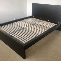 IKEA MALM Bed frame, black-brown/Luröy, Queen 