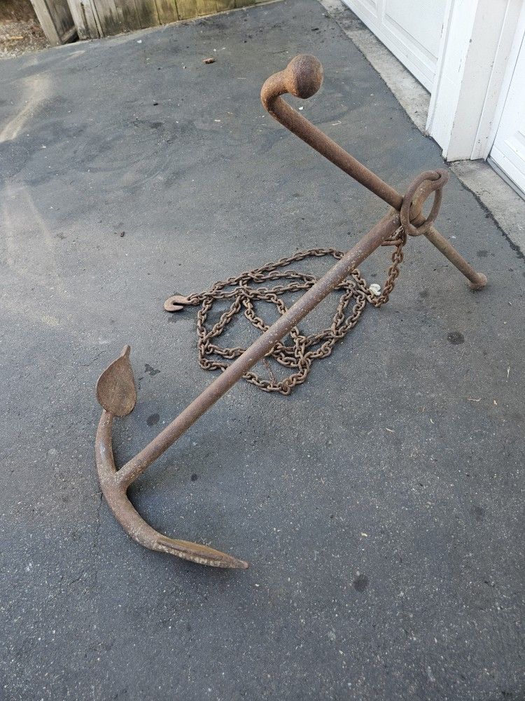 Antique Anchor With Stock / Chain