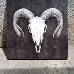 Ram Skull Grunge Style Poster