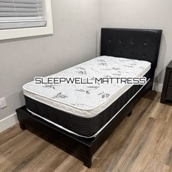 Twin Size Bed Frame With Pillow Top Mattress Included 