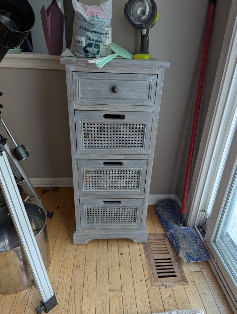 Stylish Farmhouse 4-Drawer Storage Cabinet – Must Sell by May 31st