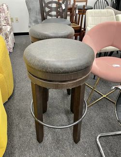 Assembled Set of 2 of 30" Wood Backless Swivel Barstool