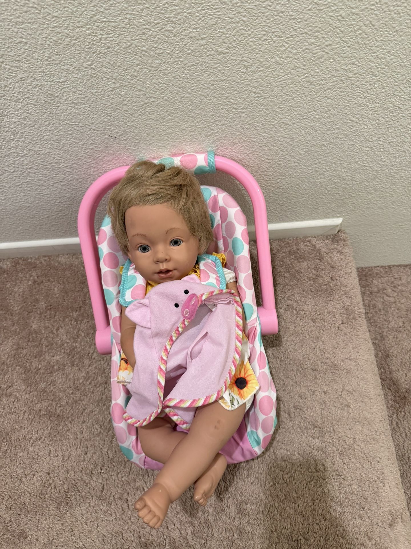 Realistic Baby Doll And Car Seat