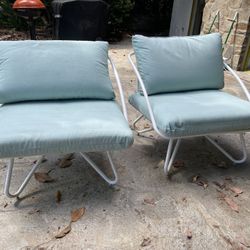 Outdoor Teal Mid Century Pool Chairs 