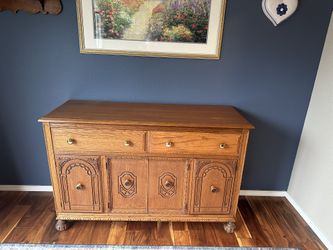 Antique Buffet, Dining Table And Chairs