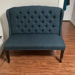 Two Seater High Back Loveseat Bench W/ Nailhead Trims 
